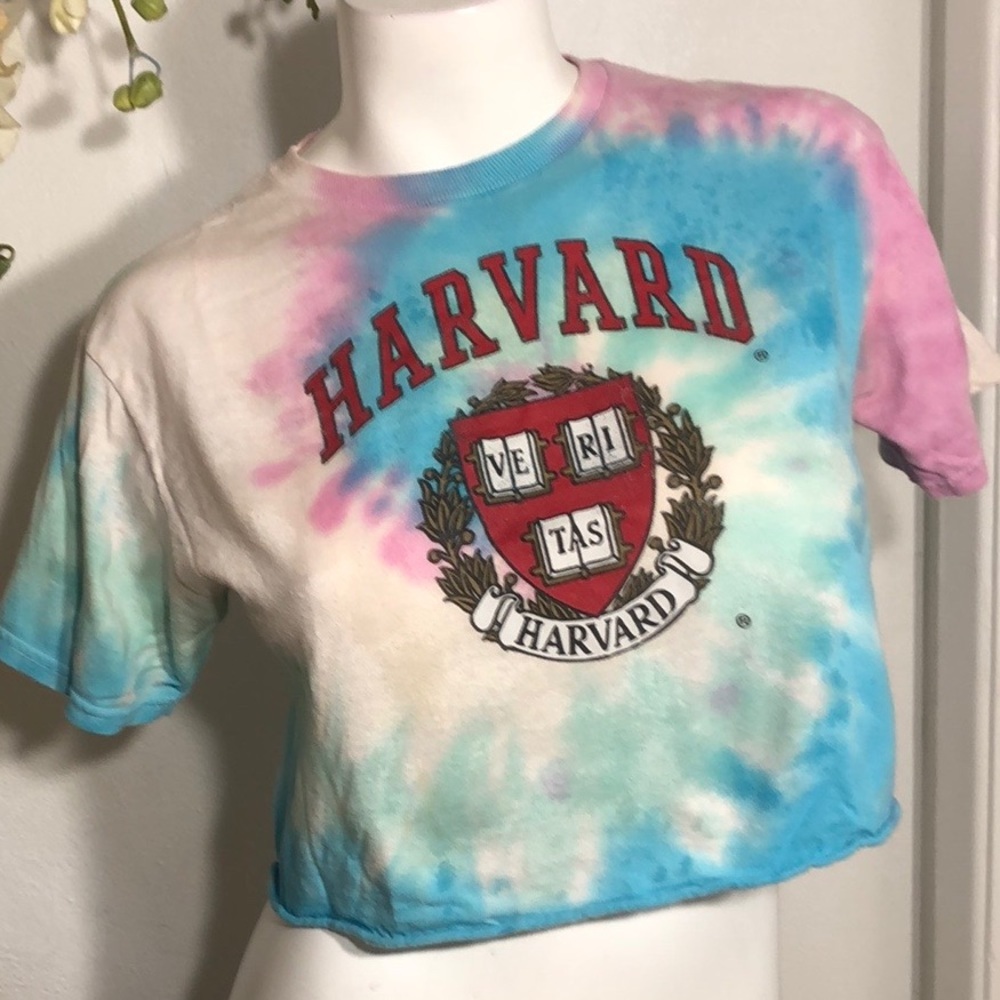 Vintage HARVARD Tie Dye Crop Tee‎ T-Shirt Top